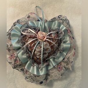 Heart Shape Seafoam Satin Pin Cushion